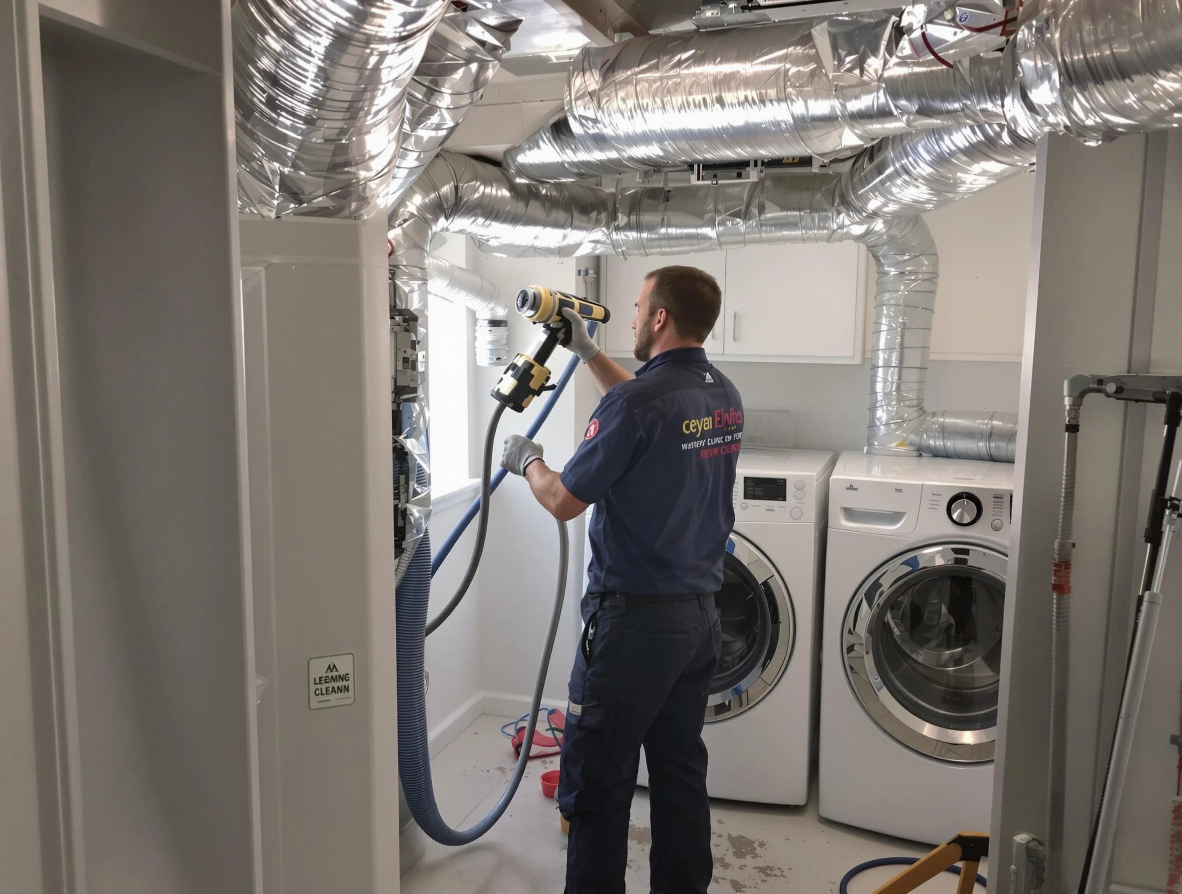 Cambridge Dryer Vent Cleaning specialist using advanced equipment for thorough duct cleaning in Cambridge