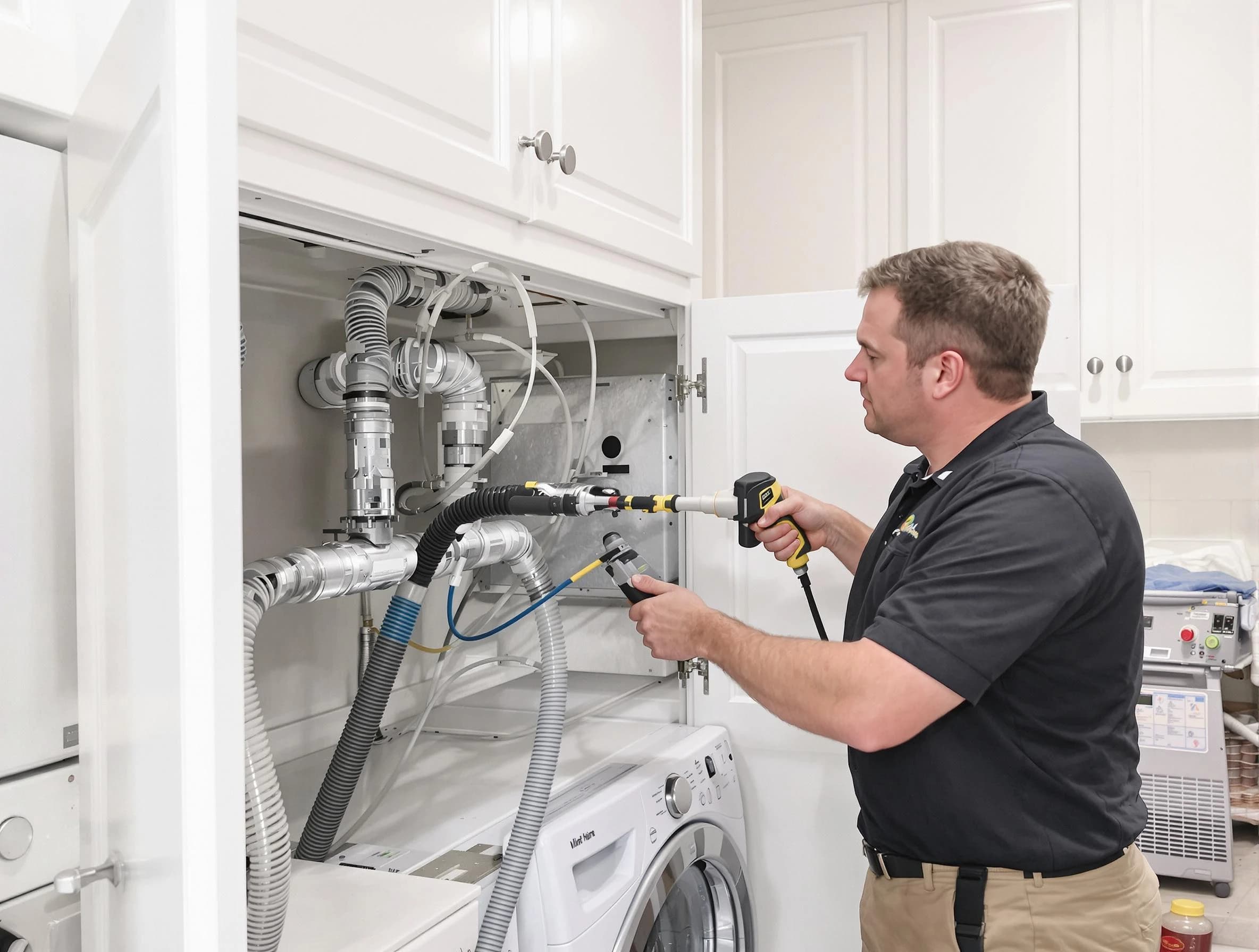 Cambridge Dryer Vent Cleaning professional removing severe blockage from a clogged dryer vent in Cambridge