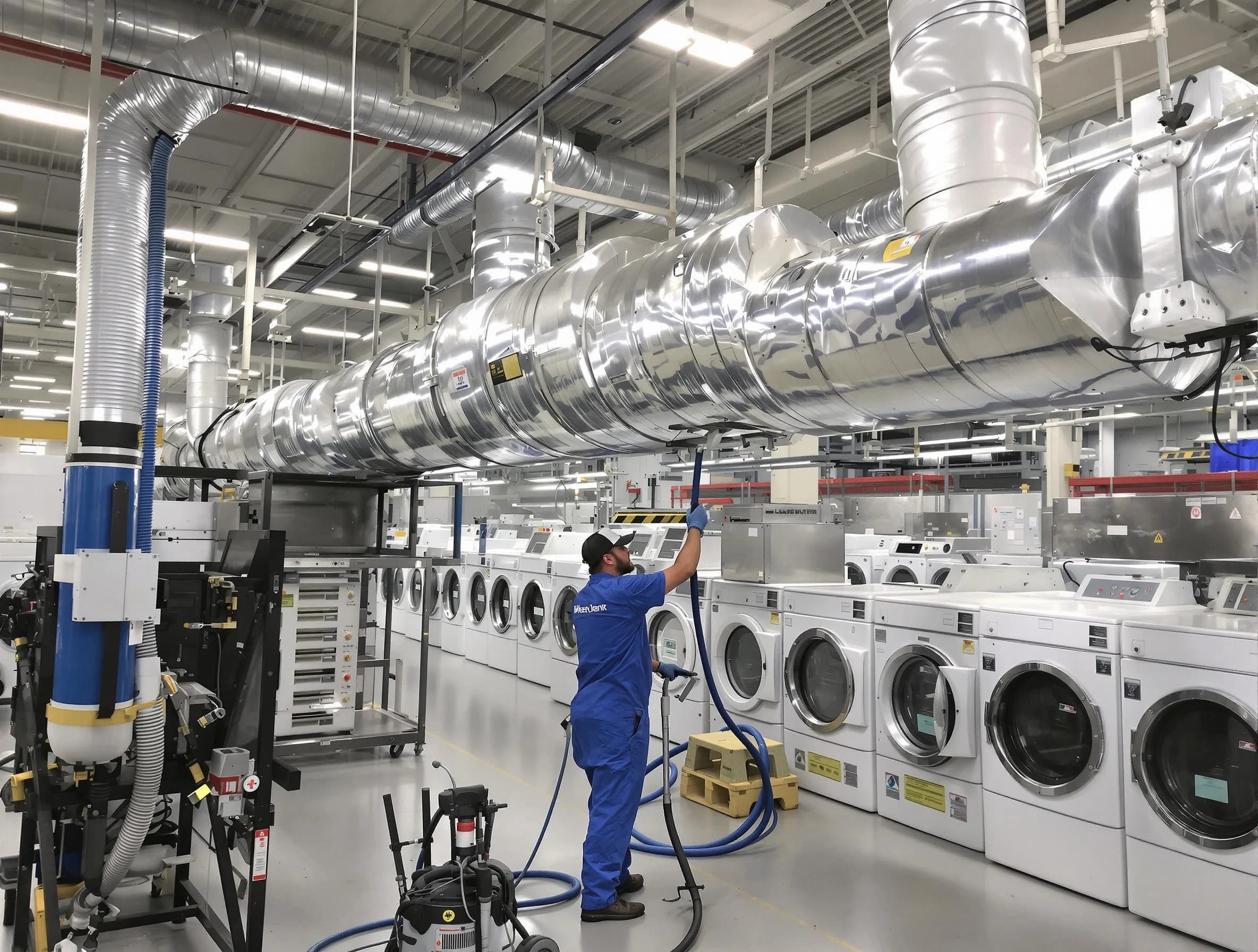 Cambridge Dryer Vent Cleaning team performing heavy-duty industrial dryer vent cleaning in Cambridge