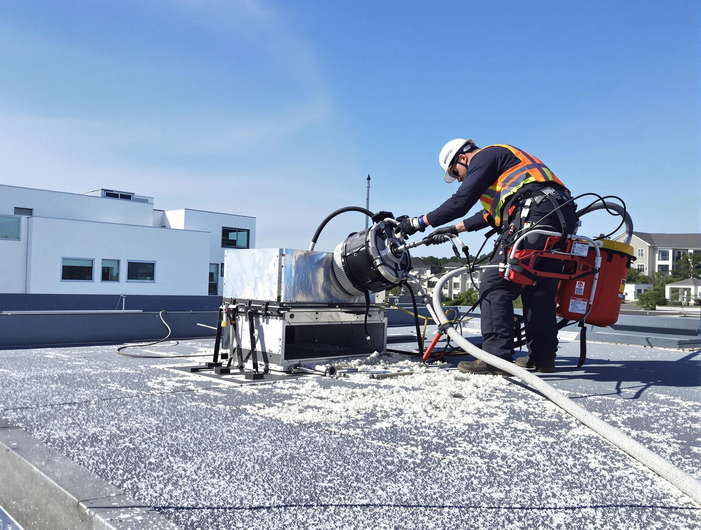 Cleaning Dryer Vent On Roof in Cambridge