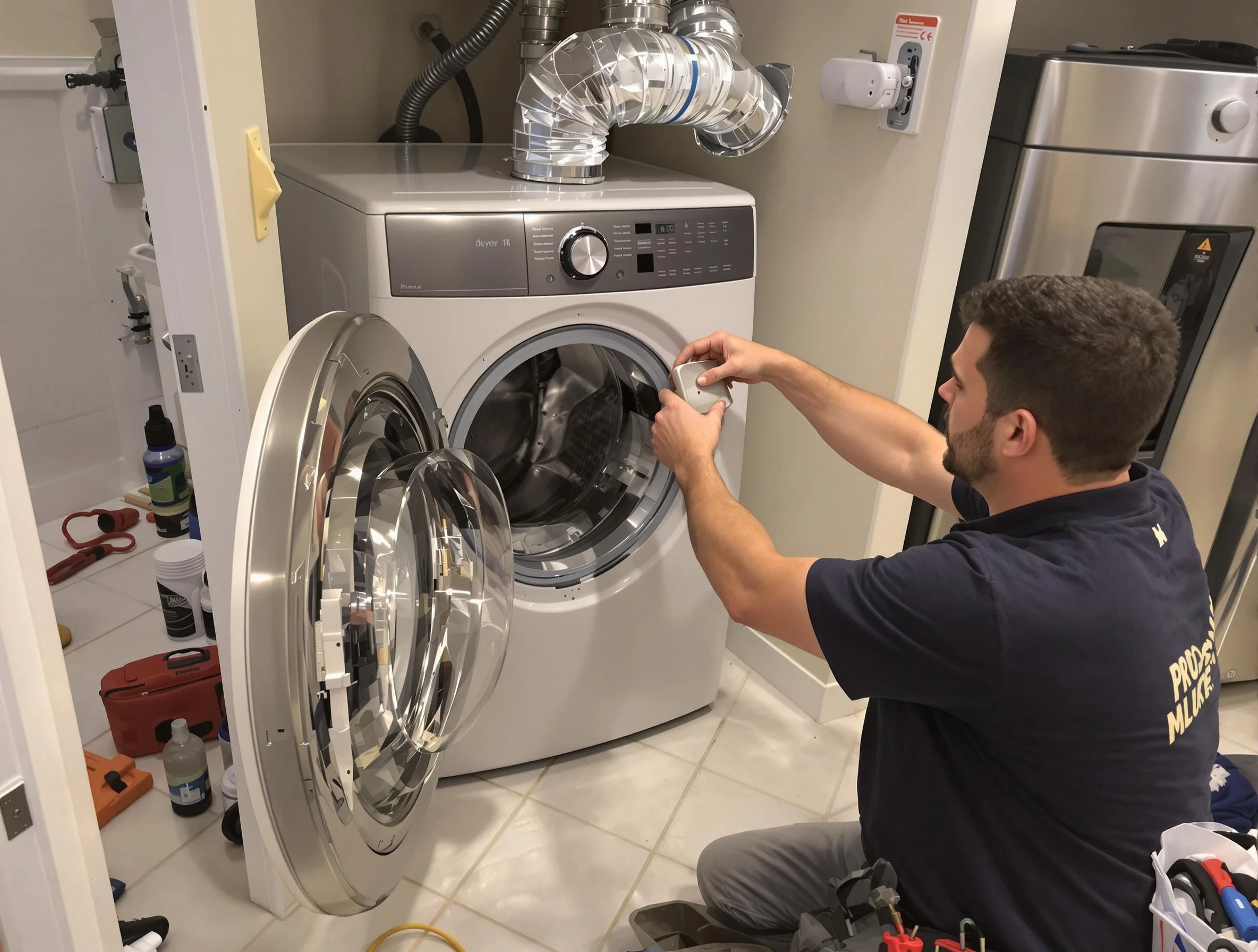 Cambridge Dryer Vent Cleaning technician performing precise dryer vent hose installation in Cambridge