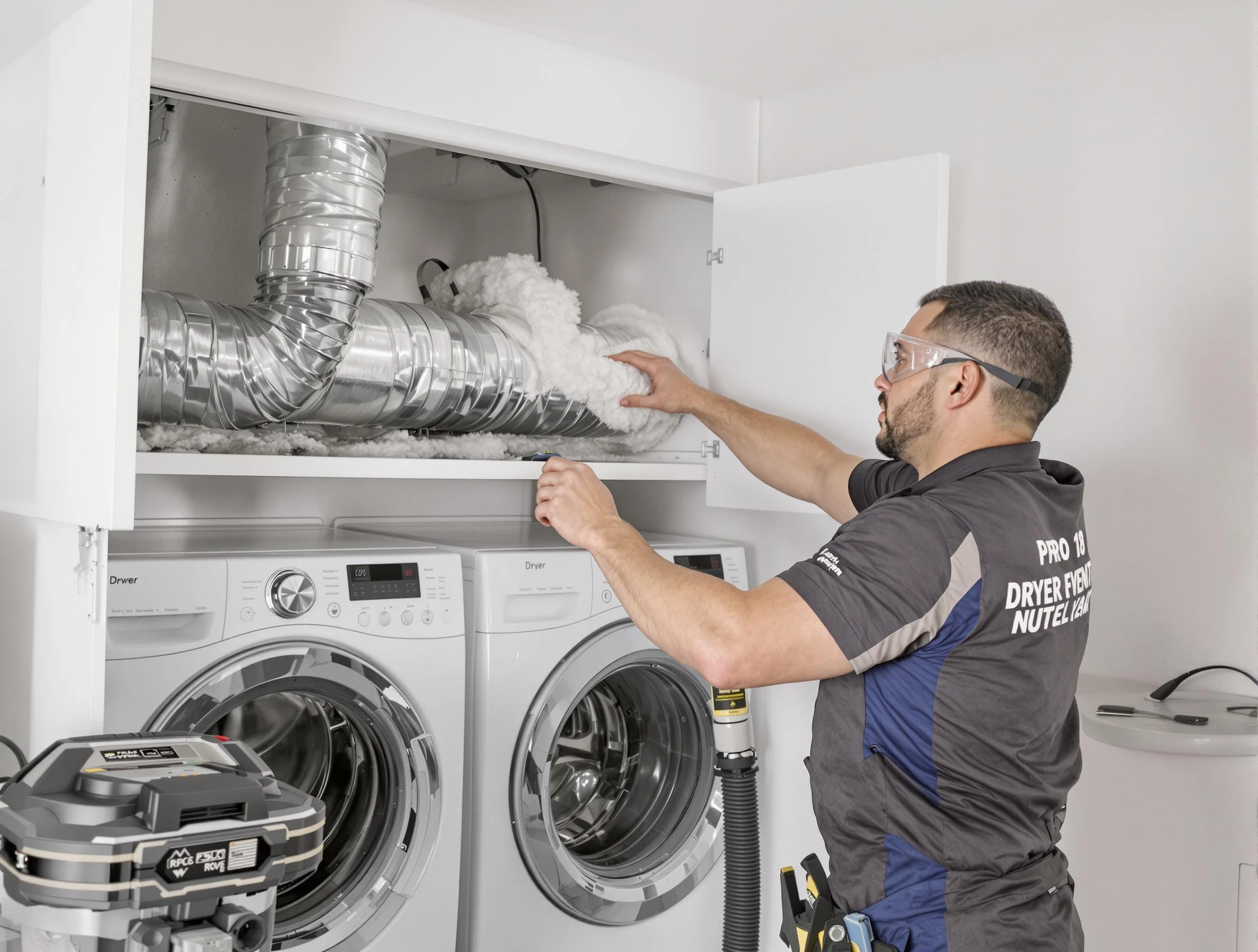 Cambridge Dryer Vent Cleaning certified technician performing specialized gas dryer vent cleaning in Cambridge