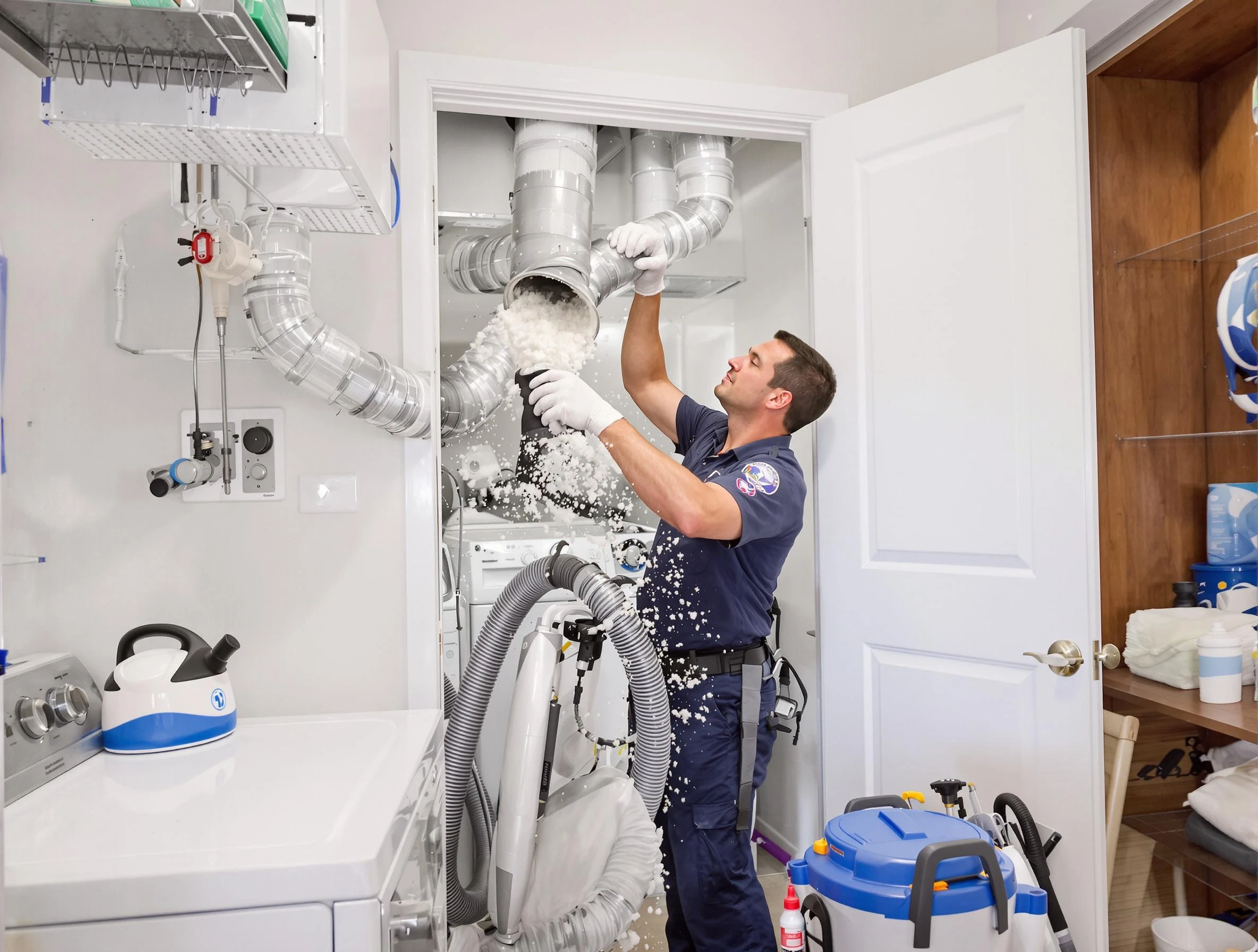 Cambridge Dryer Vent Cleaning technician delivering thorough residential dryer vent cleaning service in Cambridge